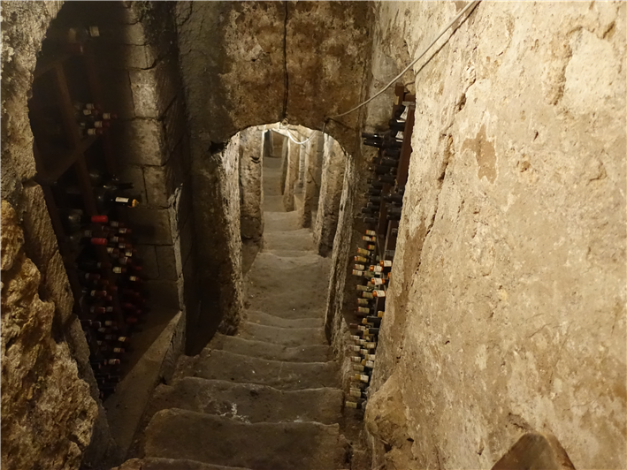 looking down into wine cellar